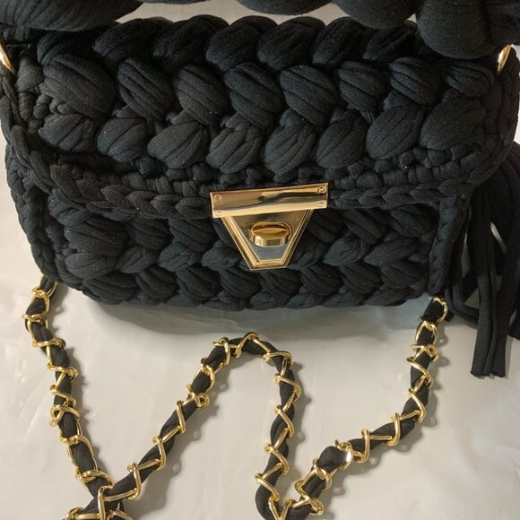 Women's Knit Hand Woven Evening Handbag Black - Picture 4 of 8